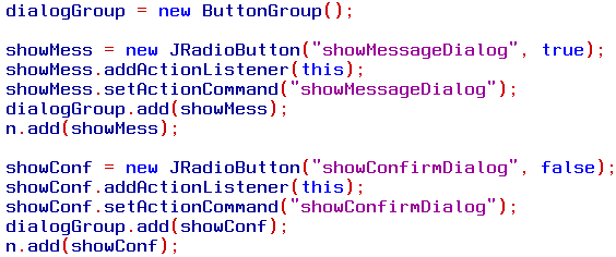 Radio button code