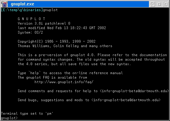 gnuplot command window