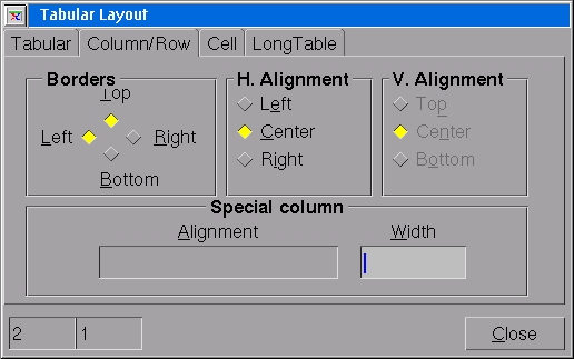 Table Options