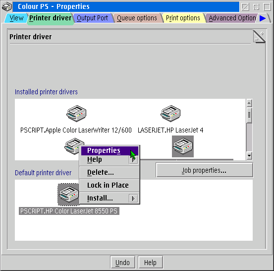 Print Driver Properties