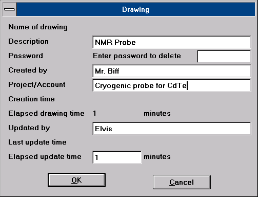 Drawing Info Dialog