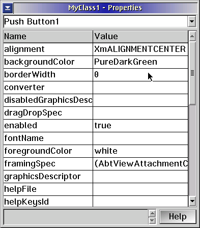 VA Smalltalk Object Properties