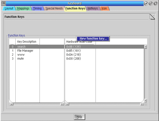 Keyboard Properties, Tab Function Keys - Fig 15