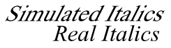 Simulated and Real italics compared